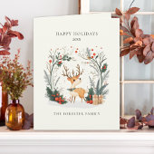 Waterverf Prettige feestdagen Winter Woodland Kaart