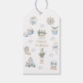 Waterverf Prettige feestdagen Winterblauw Cadeaulabel (Voorkant)