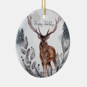 Waterverf Prettige feestdagen Woodland Deer Keramisch Ornament (Rechts)