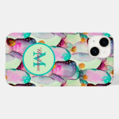 Waterverf Prickly Pear Cactus Bloemen Monogram Case-Mate iPhone Case (Achterkant (horizontaal))