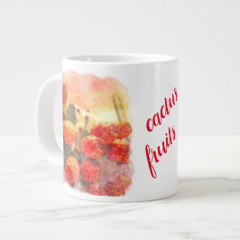 Waterverf Prickly Pear Cactus Fruits Red Sky Grote Koffiekop