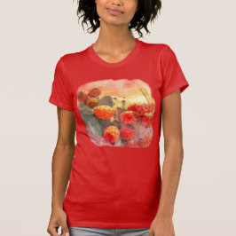 Waterverf Prickly Pear Cactus Fruits Red Sky T-shirt