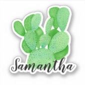 Waterverf Prickly Pear Cactus Name Sticker (Voorkant)