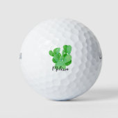 Waterverf Prickly Pear Cactus Personalized Golfballen (Voorkant)