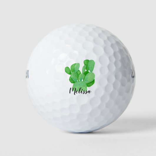Waterverf Prickly Pear Cactus Personalized Golfballen (Voorkant)