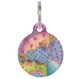 Waterverf Prickly Pear Cactus Southwest Custom Huisdierpenning