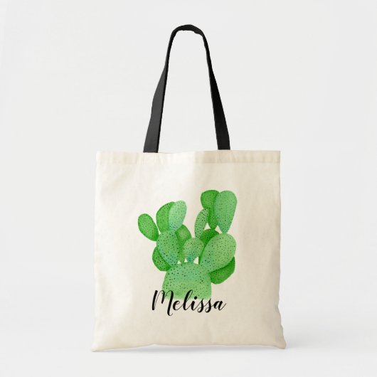 Waterverf Prickly Pear Cactus Tote Bag (Voorkant)