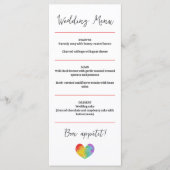 Waterverf Pride Heart Gay Lesbian Wedding Menu (Voorkant)