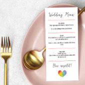 Waterverf Pride Heart Gay Lesbian Wedding Menu