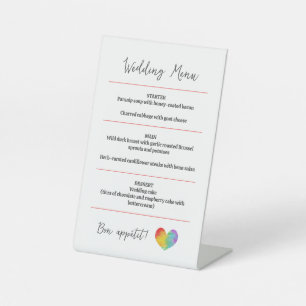 Waterverf Pride Heart Gay Lesbian Wedding Menu Reclamebord Met Voetstuk