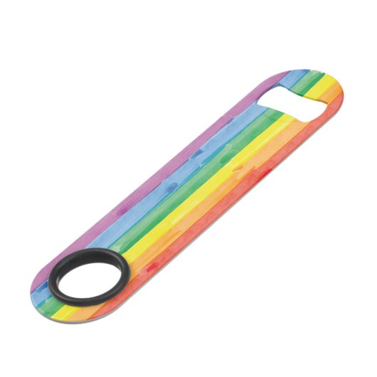 Waterverf Pride Regenboog Speed Flessenopener (Voorkant Gekanteld)