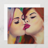 Waterverf Pride Twee vrouwen delen een kus (Voorkant / Achterkant)