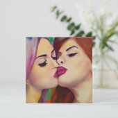 Waterverf Pride Twee vrouwen delen een kus (Staand voorkant)