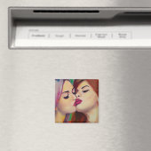 Waterverf Pride Twee vrouwen delen een kus Magneet (Insitu (Vaatwasser))
