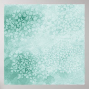 Waterverf Primroses in Emerald Green   1x1 verhoud Poster