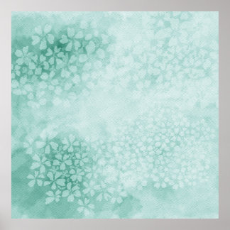 Waterverf Primroses in Emerald Green | 1x1 verhoud Poster