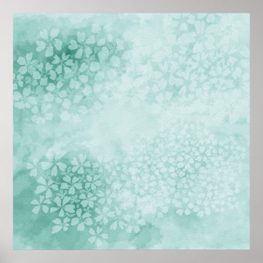 Waterverf Primroses in Emerald Green | 1x1 verhoud Poster (Voorkant)