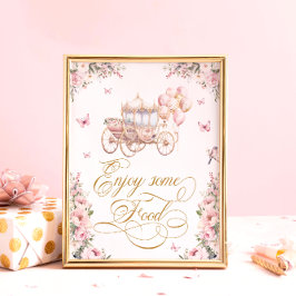 Waterverf Princess Carriage Floral Birthday Food Poster