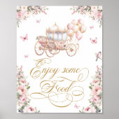 Waterverf Princess Carriage Floral Birthday Food Poster (Voorkant)