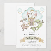 Waterverf Princess Castle Girl Birthday Party Kaart (Voorkant / Achterkant)