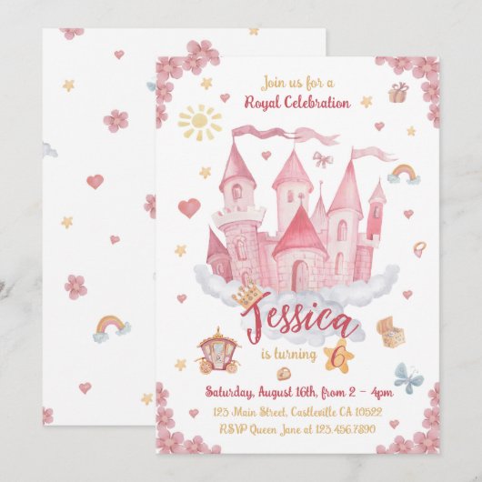 Waterverf Princess Castle Kaart (Voorkant / Achterkant)