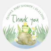 Waterverf Princess Frog Baby shower Dank u Ronde Sticker (Voorkant)