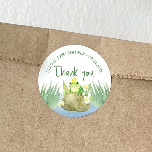 Waterverf Princess Frog Baby shower Dank u Ronde Sticker