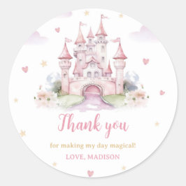 Waterverf Prinses Kasteel Verjaardag Ronde Sticker