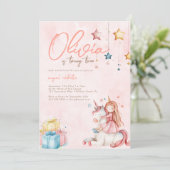 Waterverf prinses met verjaardag eenhoorn kaart (Staand voorkant)