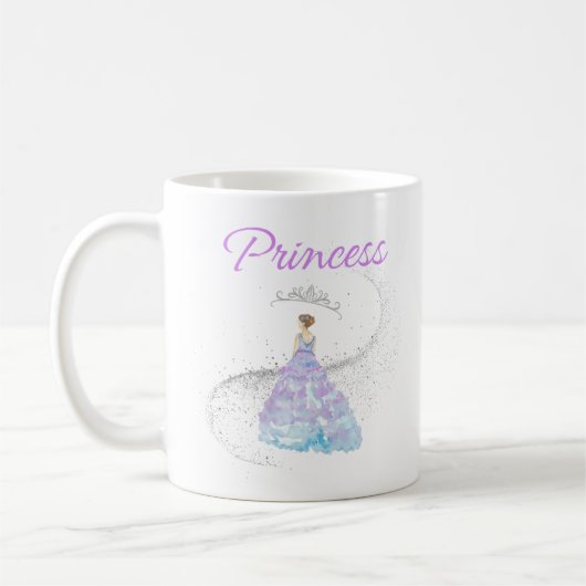 waterverf prinses paarse koffie mok (Links)