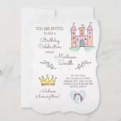 Waterverf Prinses Unicorn Birthday Uitnodiging (Voorkant)