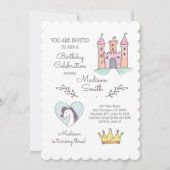 Waterverf Prinses Unicorn Birthday Uitnodiging (Voorkant)