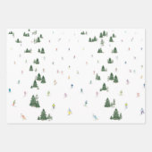 Waterverf Print Ski Snowboard Mountain Flat Wrap Inpakpapier Vel (Voorkant 3)