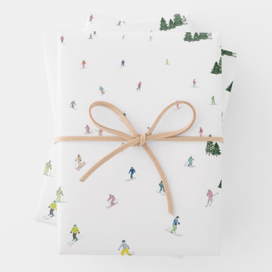 Waterverf Print Ski Snowboard Mountain Flat Wrap Inpakpapier Vel (In situ)
