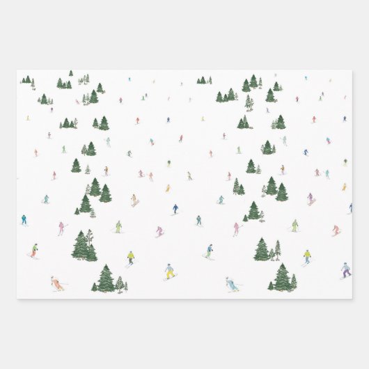 Waterverf Print Ski Snowboard Mountain Flat Wrap Inpakpapier Vel (Voorkant)