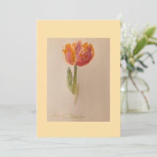 waterverf print van tulp ! kaart (Staand voorkant)