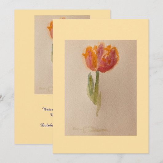 waterverf print van tulp ! kaart (Voorkant / Achterkant)