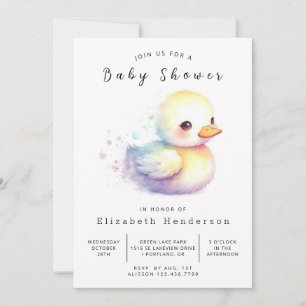 Waterverf Printable Duck Baby shower Kaart
