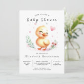 Waterverf Printable Duck Baby shower Kaart (Staand voorkant)