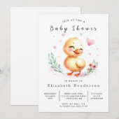 Waterverf Printable Duck Baby shower Kaart (Voorkant / Achterkant)