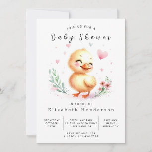 Waterverf Printable Duck Baby shower Kaart