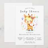 Waterverf Printable Giraffe Baby shower Kaart (Voorkant / Achterkant)