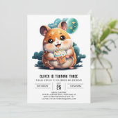 Waterverf Printable Hamster Verjaardag Kaart (Staand voorkant)