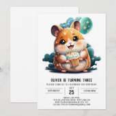 Waterverf Printable Hamster Verjaardag Kaart (Voorkant / Achterkant)
