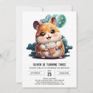 Waterverf Printable Hamster Verjaardag Kaart