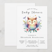 Waterverf Printable Owl Baby shower Kaart (Voorkant / Achterkant)