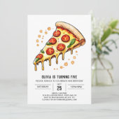 Waterverf Printable Pizza Verjaardag Kaart (Staand voorkant)