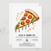 Waterverf Printable Pizza Verjaardag Kaart (Voorkant / Achterkant)