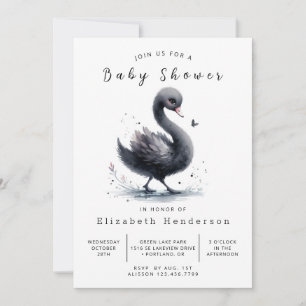 Waterverf Printable Swan Baby shower Kaart