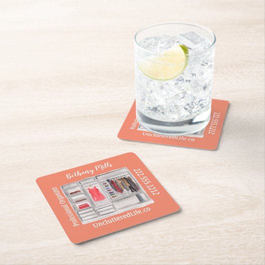 Waterverf Professional Organisator Modern Square Kartonnen Onderzetters (Insitu)